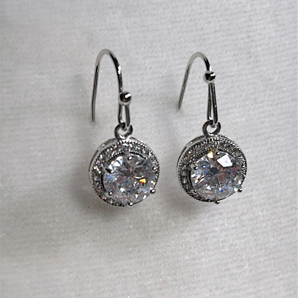 IBB CN CZ silver toned earrings GORGEOUS!!